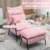 Oorfauteuil met voetenbank en kantelbare rugleuning relaxstoel, tv stoel, gestoffeerde stoel, roze, 68x91,5x88cm 7