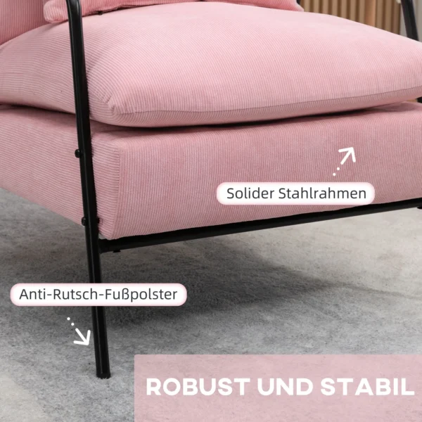Oorfauteuil met voetenbank en kantelbare rugleuning relaxstoel, tv stoel, gestoffeerde stoel, roze, 68x91,5x88cm 8