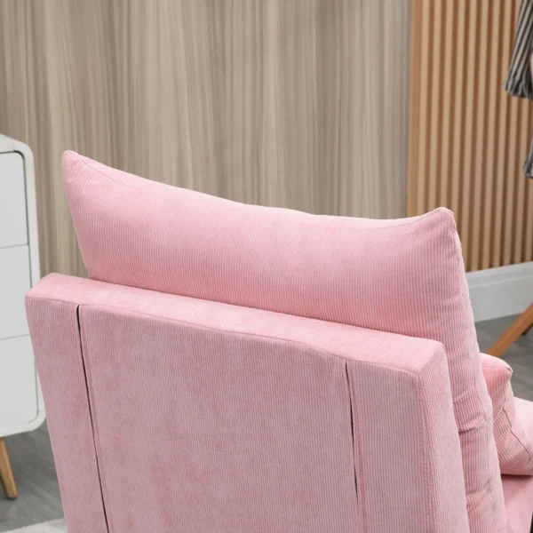 Oorfauteuil met voetenbank en kantelbare rugleuning relaxstoel, tv stoel, gestoffeerde stoel, roze, 68x91,5x88cm 9