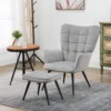 Oorfauteuil met voetenbank, loungestoel relaxstoel gestoffeerde stoel fluweelachtige tv stoel eetkamerstoel tot 120 kg lichtgrijs 2