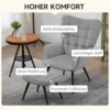 Oorfauteuil met voetenbank, loungestoel relaxstoel gestoffeerde stoel fluweelachtige tv stoel eetkamerstoel tot 120 kg lichtgrijs 5