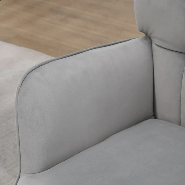 Oorfauteuil met voetenbank, loungestoel relaxstoel gestoffeerde stoel fluweelachtige tv stoel eetkamerstoel tot 120 kg lichtgrijs 8