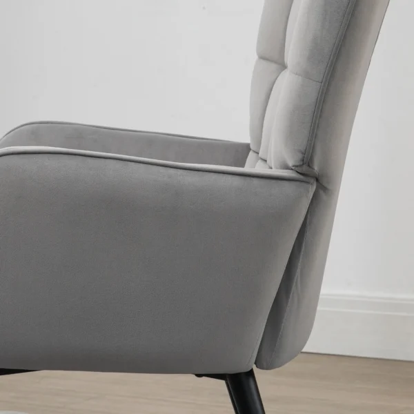 Oorfauteuil met voetenbank, loungestoel relaxstoel gestoffeerde stoel fluweelachtige tv stoel eetkamerstoel tot 120 kg lichtgrijs 9