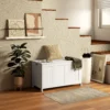 Opbergdoos kist met handvat en deksel, 81 x 40 x 46 cm, apparatuurdoos voor woonkamer en slaapkamer in wit 2