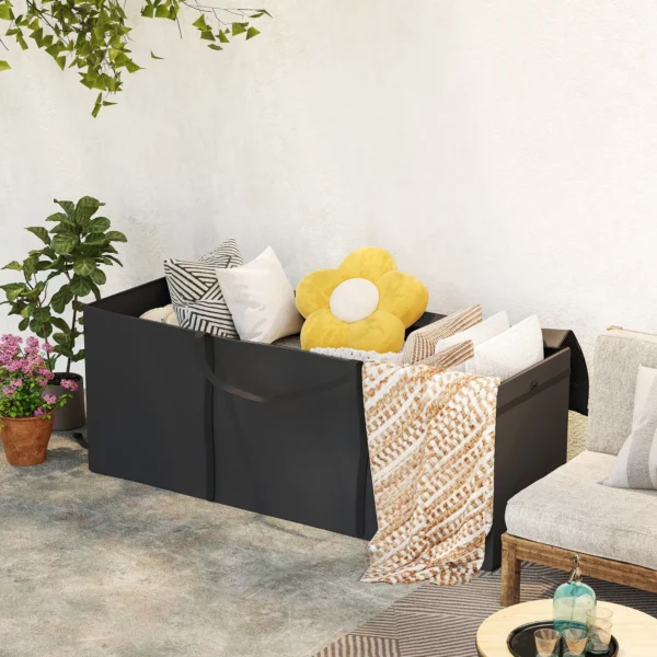 Opbergtas voor tuinkussens, kussentas, beschermhoes met draaghandvat rits, waterdicht uv bestendig 600d oxford, voor kussenovertrekken kerstbomen 200x60x75 cm, zwart 10