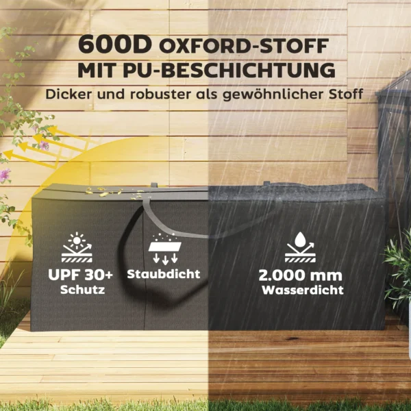 Opbergtas voor tuinkussens, kussentas, beschermhoes met draaghandvat rits, waterdicht uv bestendig 600d oxford, voor kussenovertrekken kerstbomen 200x60x75 cm, zwart 5