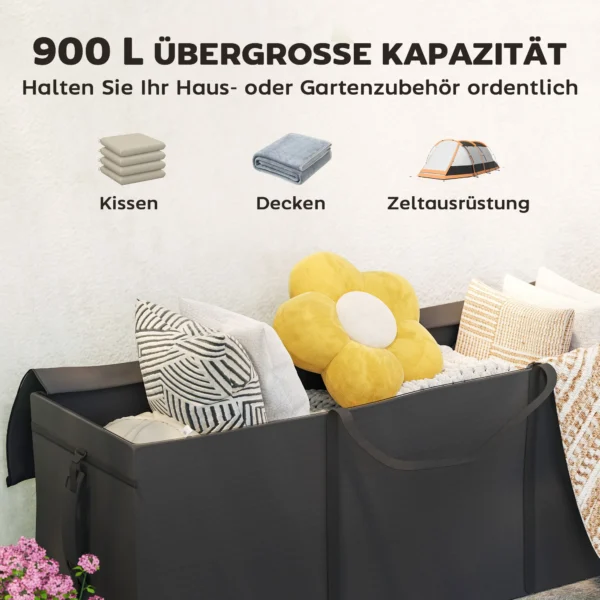 Opbergtas voor tuinkussens, kussentas, beschermhoes met draaghandvat rits, waterdicht uv bestendig 600d oxford, voor kussenovertrekken kerstbomen 200x60x75 cm, zwart 6