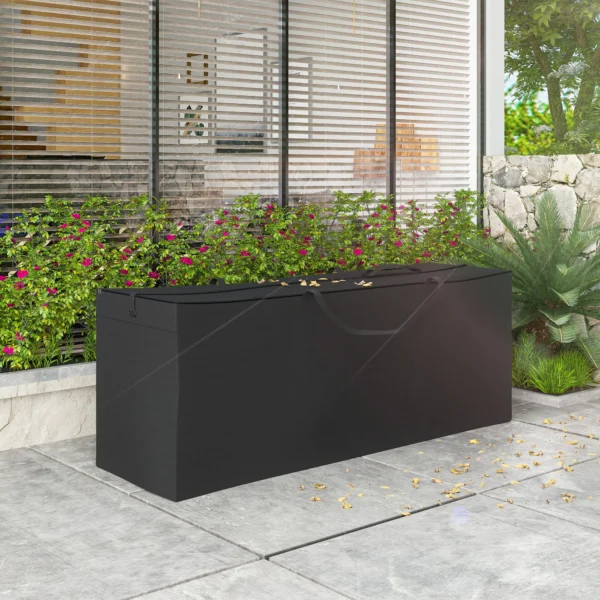 Opbergtas voor tuinkussens, kussentas, beschermhoes met draaghandvat rits, waterdicht uv bestendig 600d oxford, voor kussenovertrekken kerstbomen 200x60x75 cm, zwart 9