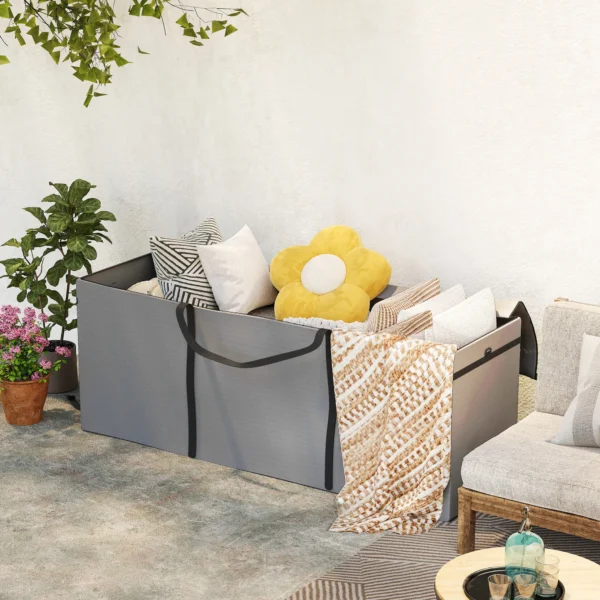 Opbergtas voor tuinkussens, kussentas, beschermhoes met draaghandvat rits, waterdicht uv bestendig 600d oxford, voor kussens kerstbomen 200x60x75 cm lichtgrijs 10