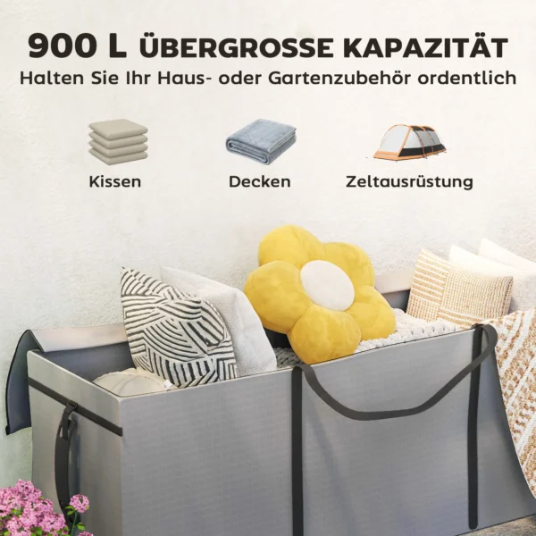 Opbergtas voor tuinkussens, kussentas, beschermhoes met draaghandvat rits, waterdicht uv bestendig 600d oxford, voor kussens kerstbomen 200x60x75 cm lichtgrijs 6