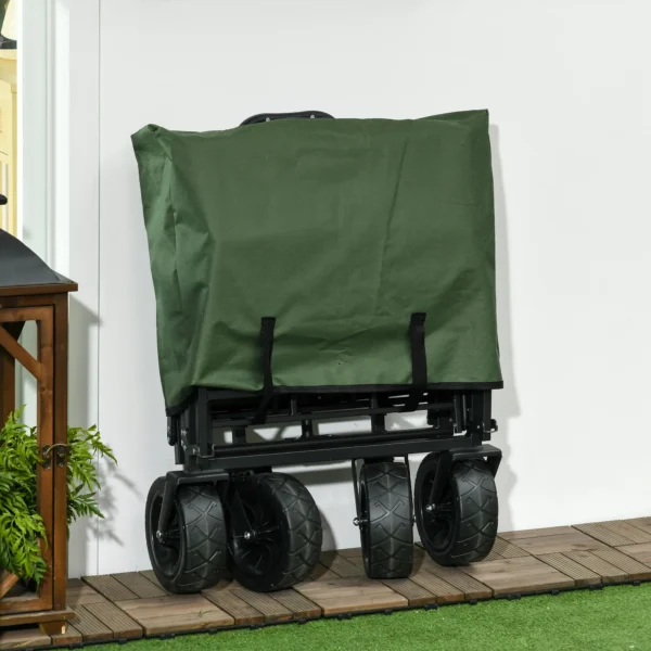 Opvouwbare bolderkar met handvat, strandkar tuinkar tot 100 kg belastbaar, oxford materiaal in khaki 10