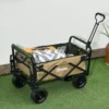 Opvouwbare bolderkar met handvat, strandkar tuinkar tot 100 kg belastbaar, oxford materiaal in khaki 2