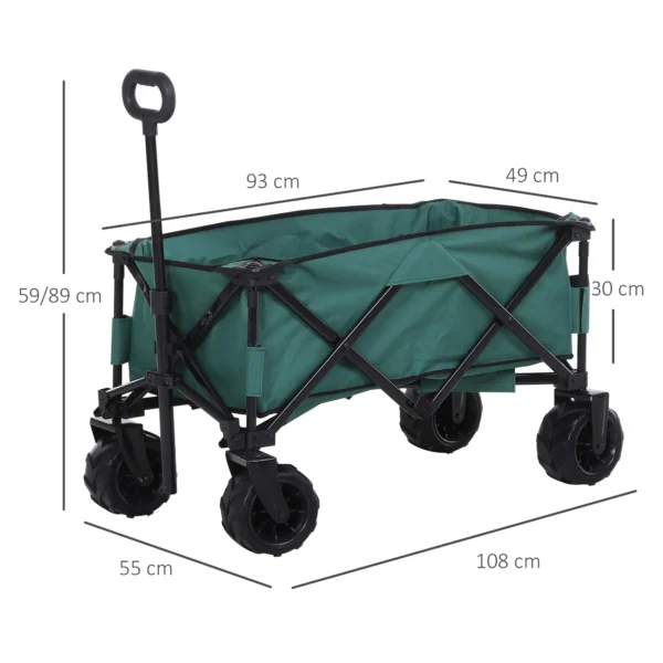 Opvouwbare bolderwagen handwagen 360° tuinwagen met verstelbare telescoopgreep tot 20kg, metaal en oxford, groen 108x55x59 89cm 4
