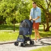 Opvouwbare hondenwagen met kussen 4 wielen netvenster voor kleine honden en katten 600d oxford materiaal 2