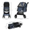 Opvouwbare hondenwagen met kussen 4 wielen netvenster voor kleine honden en katten 600d oxford materiaal 4