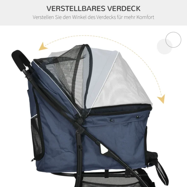 Opvouwbare hondenwagen met kussen 4 wielen netvenster voor kleine honden en katten 600d oxford materiaal 8