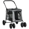 Opvouwbare hondenwagen met kussen voor honden en katten tot 20 kg, kattenwagen met netvenster van oxford stof in grijs zwart 1