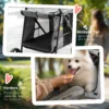 Opvouwbare hondenwagen met kussen voor honden en katten tot 20 kg, kattenwagen met netvenster van oxford stof in grijs zwart 8