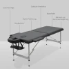 Opvouwbare massagetafel professionele 7 zone massagetafel, in hoogte verstelbaar, belastbaar tot 130kg, ideaal voor spa & salon, zwart 6