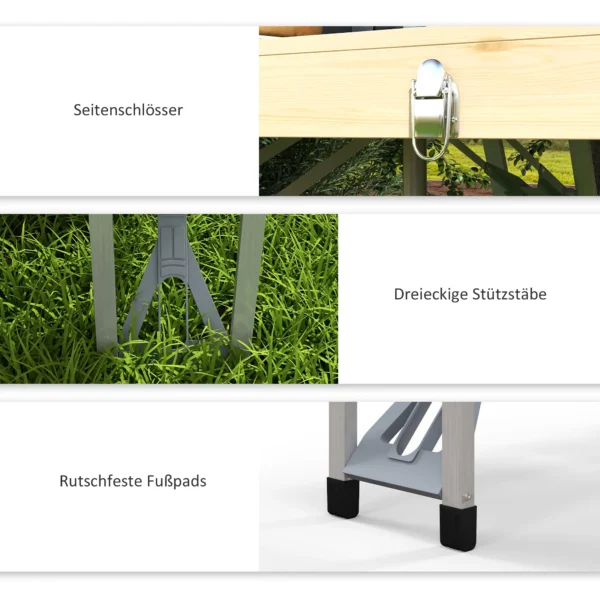 Opvouwbare picknicktafel tuinzitgroep met zitbank & paraplugat, draagbaar gemaakt van spar, ideaal voor tuin & kamperen 9