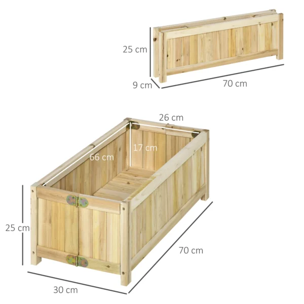Opvouwbare plantenbak 70x30x25cm voor tuin terras balkon van natuurlijk sparrenhout 4
