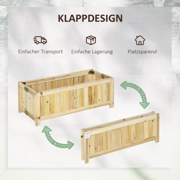 Opvouwbare plantenbak 70x30x25cm voor tuin terras balkon van natuurlijk sparrenhout 5