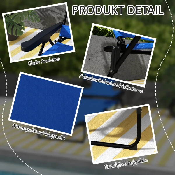 Opvouwbare zonneligstoel tuinligstoel met leesvenster, hoofdkussen, ligstoel met 4 voudig verstelbare rugleuning, weerbestendige campingligstoel tot 120 kg belastbaar, voor tuin strand zwembad, donkerblauw 8