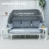 Outsunny tuinmeubelset voor 5 personen met bijzettafel en dak, kussens van pp kunststof en polyester, 190/133b x 81t x 73/62h cm, wit en grijs 8