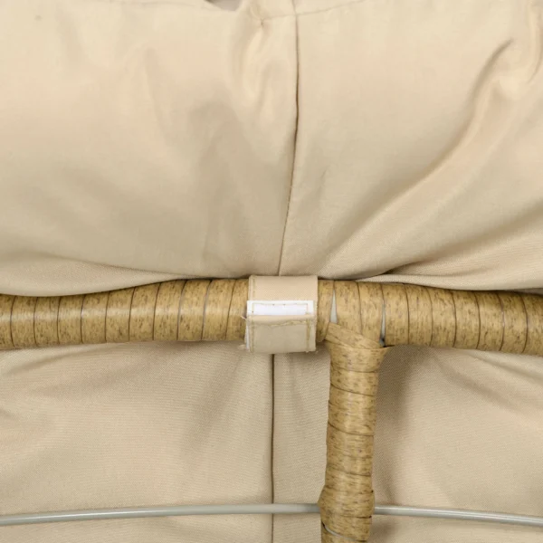 Papasansessel korbsessel rattan draaistoel met kussen 360 graden verstelbare voetsteun 85x70x82 cm in khaki voor tuin & woonkamer 8