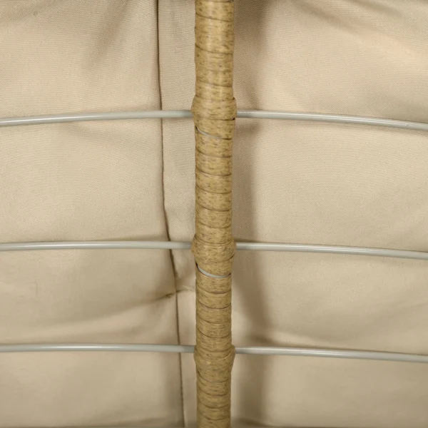 Papasansessel korbsessel rattan draaistoel met kussen 360 graden verstelbare voetsteun 85x70x82 cm in khaki voor tuin & woonkamer 9