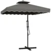 Parasol 243x243cm balkonparasol met uv bescherming, zweefparasol met dubbeldak & kruisvoet, ruches, 4 steunen, donkergrijs 1