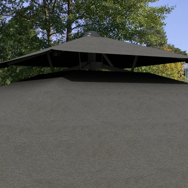Parasol 243x243cm balkonparasol met uv bescherming, zweefparasol met dubbeldak & kruisvoet, ruches, 4 steunen, donkergrijs 10