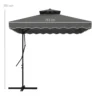 Parasol 243x243cm balkonparasol met uv bescherming, zweefparasol met dubbeldak & kruisvoet, ruches, 4 steunen, donkergrijs 4