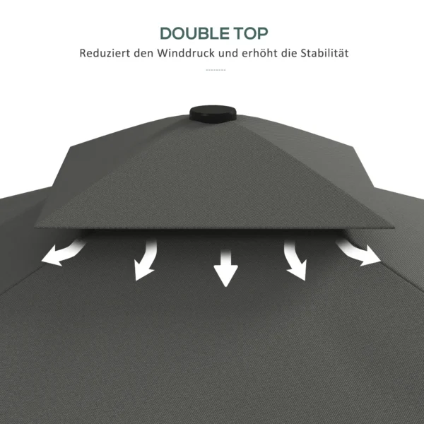 Parasol 243x243cm balkonparasol met uv bescherming, zweefparasol met dubbeldak & kruisvoet, ruches, 4 steunen, donkergrijs 7