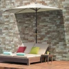 Parasol 265x240 cm halfparasol met led, halfronde terrasparasol met handzwengel en zonnepaneel, metaal, beige 2