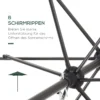 Parasol Ø196 cm, parasol met kantelfunctie, zeshoekige balkonparasol strandparasol windvast stabiel marktparasol draaiparasol zonbescherming voor strand balkon tuin, groen 6