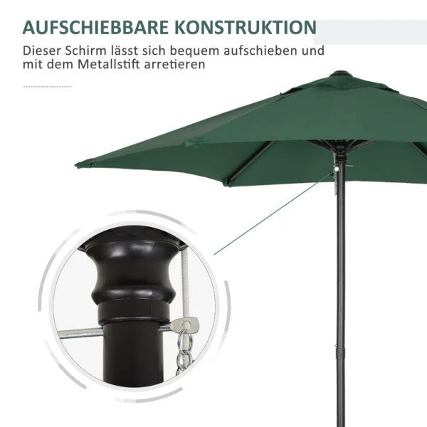 Parasol Ø196 cm, parasol met kantelfunctie, zeshoekige balkonparasol strandparasol windvast stabiel marktparasol draaiparasol zonbescherming voor strand balkon tuin, groen 8
