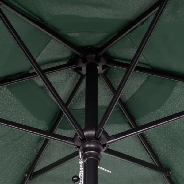 Parasol Ø196 cm, parasol met kantelfunctie, zeshoekige balkonparasol strandparasol windvast stabiel marktparasol draaiparasol zonbescherming voor strand balkon tuin, groen 9