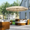 Parasol Ø264 cm strandparasol met franjes, verstelbare helling, 8 steunen, terrasparasol voor tuin & balkon, khaki 2