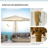 Parasol Ø264 cm strandparasol met franjes, verstelbare helling, 8 steunen, terrasparasol voor tuin & balkon, khaki 6