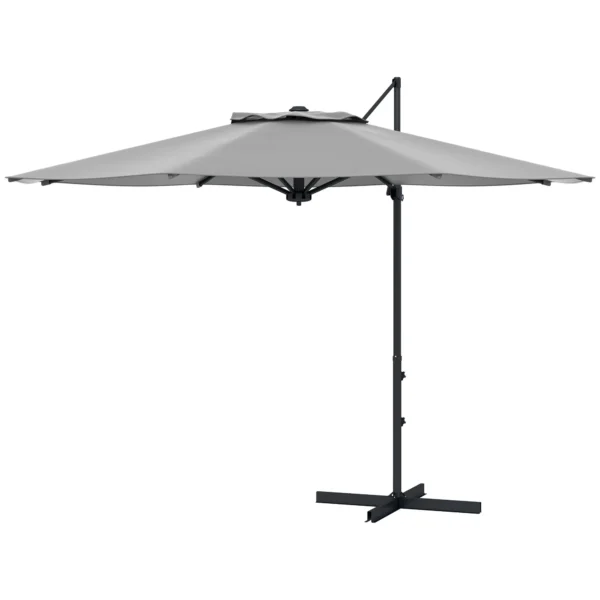 Parasol Ø3 m met kruk, kantelbare marktparasol, draaibare tuinparasol voor balkon en terras, metaal, donkergrijs 1