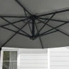 Parasol Ø3 m met kruk, kantelbare marktparasol, draaibare tuinparasol voor balkon en terras, metaal, donkergrijs 9