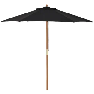 Parasol tuinparasol 2,5m met 3 traps zonwering van bamboe en polyester zwart voor terras & tuin 1