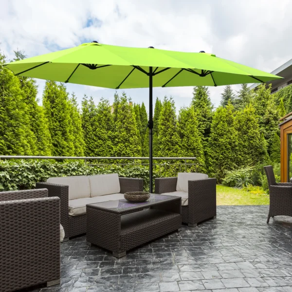 Parasol tuinparasol 460 x 270 cm ovaal met handslinger, dubbele parasol in groen voor terras & tuin 2