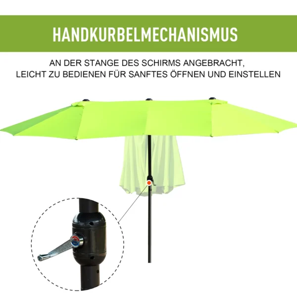 Parasol tuinparasol 460 x 270 cm ovaal met handslinger, dubbele parasol in groen voor terras & tuin 6