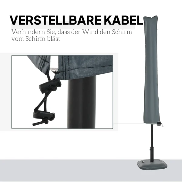 Parasolhoes weerbestendige hoes met rits & bevestigingsriem, oxford polyester grijs 178x25/35cm voor optimale bescherming 7