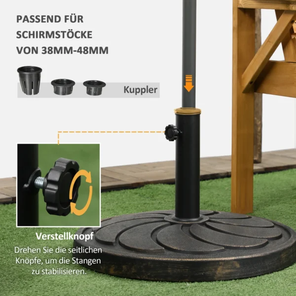 Parasolvoet 18 kg voor Ø38/48 mm parasolstang, ronde tuinparasolvoet gemaakt van kunstharz in brons 5