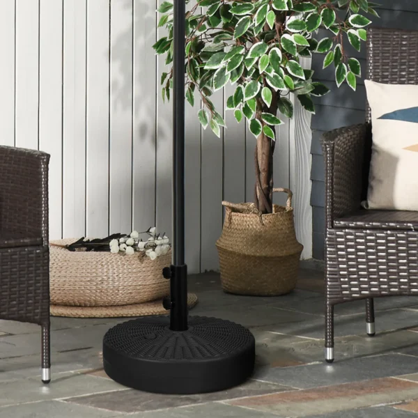 Parasolvoet 29kg voetstuk voor Ø38/48mm masten in rattanlook, ideaal voor tuin & balkon, hdpe zwart Ø51x36cm 2