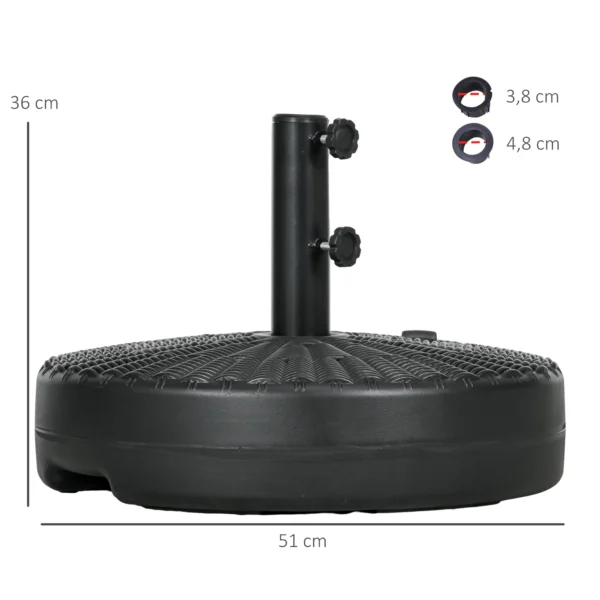Parasolvoet 29kg voetstuk voor Ø38/48mm masten in rattanlook, ideaal voor tuin & balkon, hdpe zwart Ø51x36cm 4