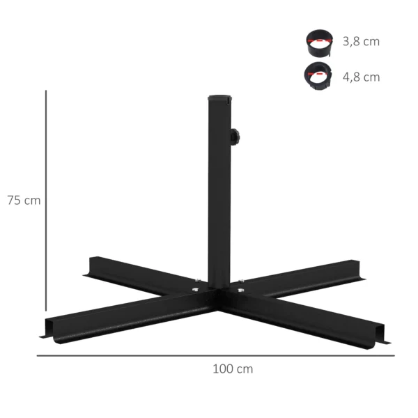 Parasolvoet 4 kg kruisvoet voor zweefparasol Ø38 tot 48 mm, stabiele parasolhouder in zwart 100 x 100 x 75 cm 4